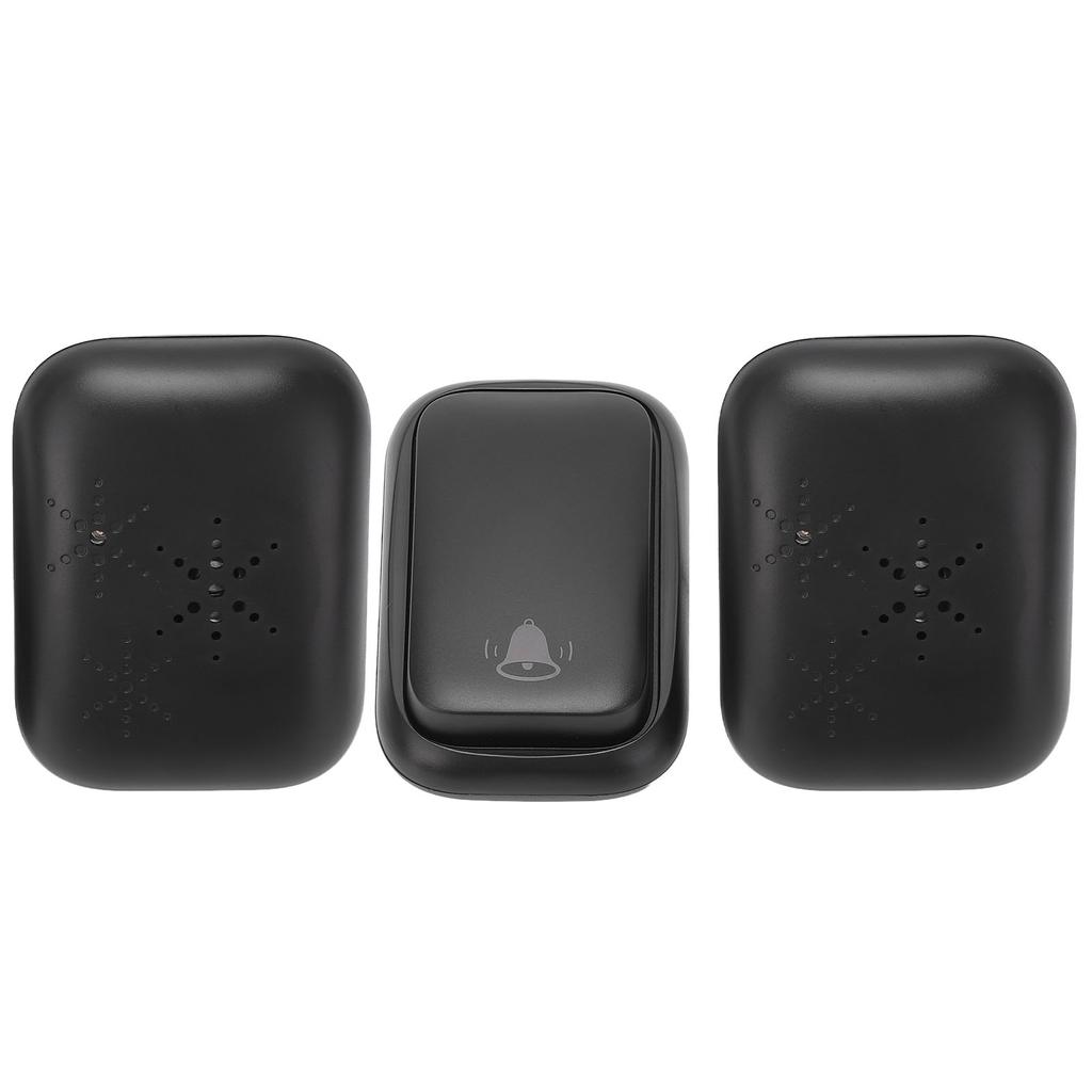 Wireless Doorbell ABS Black Self Powered 150m Range 433MHz with 2 Receivers for Home Hotel Factory AC
