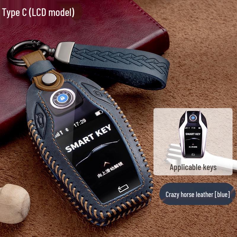 BMW LCD Schlüsselhülle: Echtlederbezug für 1er, 3er, 5er, 7er Reihe, X1, X3, X4, X5, X6, Blade 525, 320li. Vollständiges Wrap-Design.