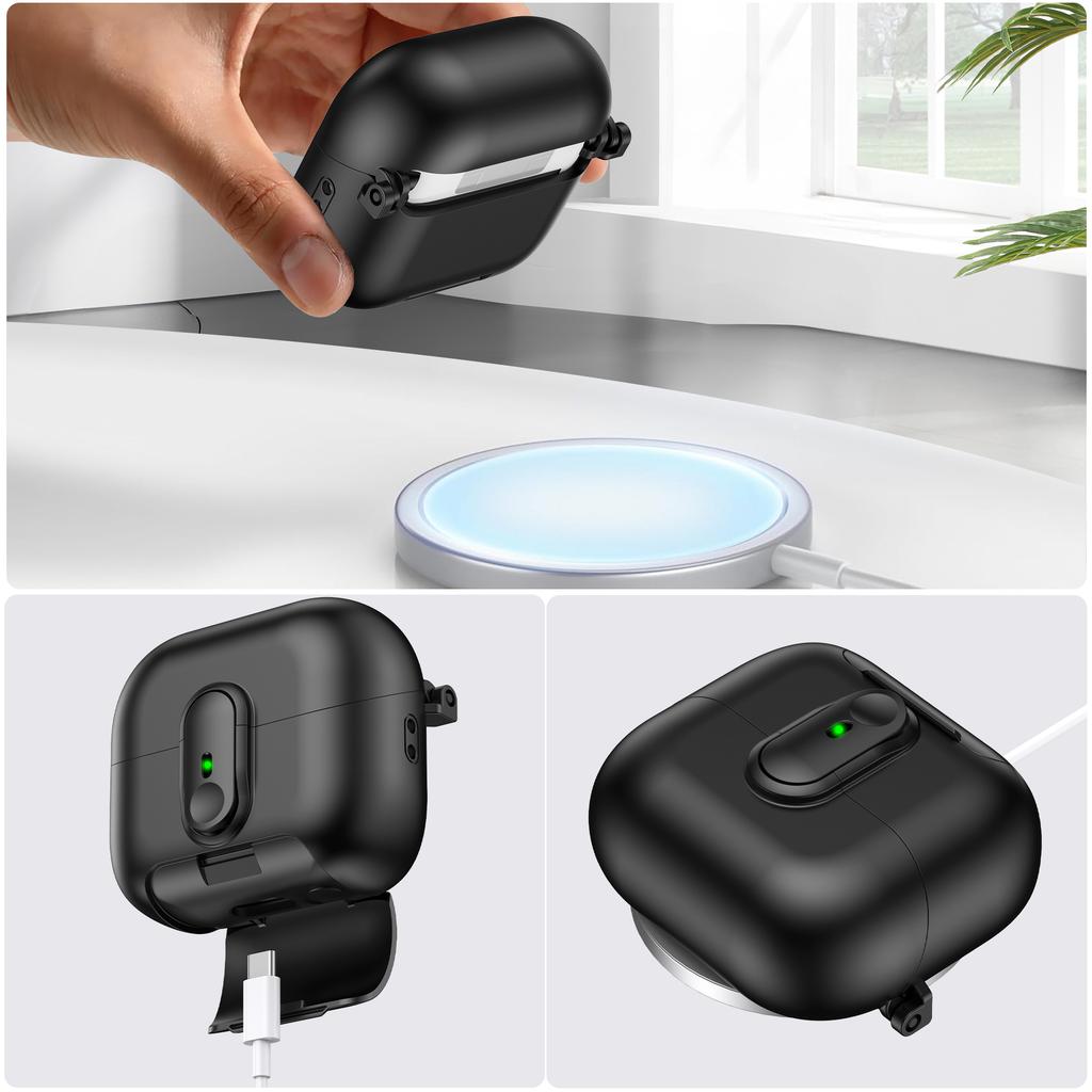 For Samsung Galaxy Buds3 Pro/Buds3 Case Switch Lock Earbuds Cover with Stand and Lanyard
