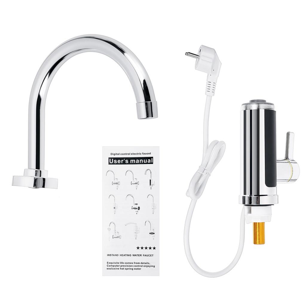 220V 3000W Electric Kitchen Water Heater Tap Instant Hot Water Faucet Heater Cold Heating Faucet Tankless Water Heater with LED