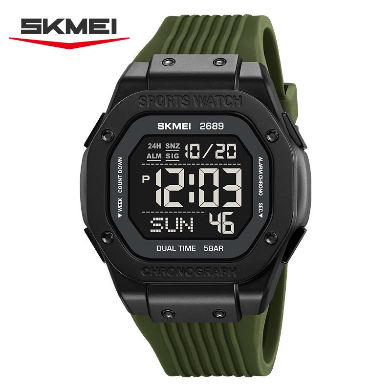 SKMEI 2689 Fashion Dynamic Student's Digital Watch Silicone Strap Waterproof Multifunction Sporty Student Electronic Watch Gift