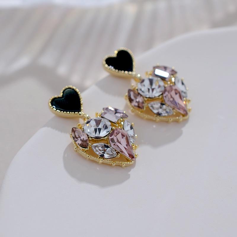 2022 New Rhinestone Heart & Diamond 925 Silver Earrings - Gentle, Sweet Style