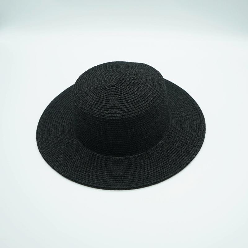 White Black French Retro Panama Versatile Light Board Flat Top Top Top Hat Women'S Summer Sunshade Sunscreen Street Shot Straw Hat