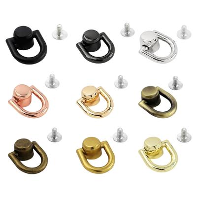 Botões de Cabeça Esférica com Parafuso Stud e Argolas D para Bolsa, Anéis de Metal Rotativos, Acessórios para Artesanato de Bolsa de Couro DIY, Mochila, Cinto