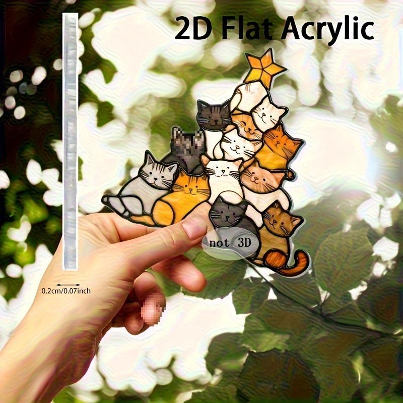 Cat Solar Catcher Christmas Tree Shaped Window Decoration Cute Animal Themed Party Decorations Festive Supplies, Four Seasons Decoration