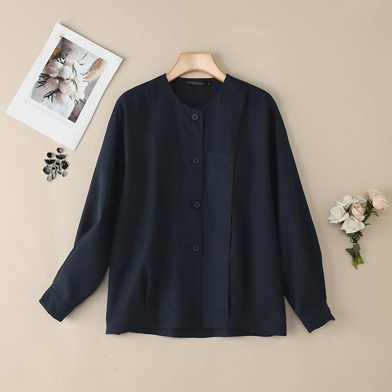 ZANZEA Women Casual Round Neck Solid Color Long Sleeve Blouse