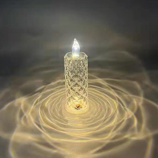 Yousheng 1/5Pcs LED Faux Crystal Candle Light Rose Shadow Electric Flameless Flickering Simulation Candle Lamp Anniversary Wedding Christmas