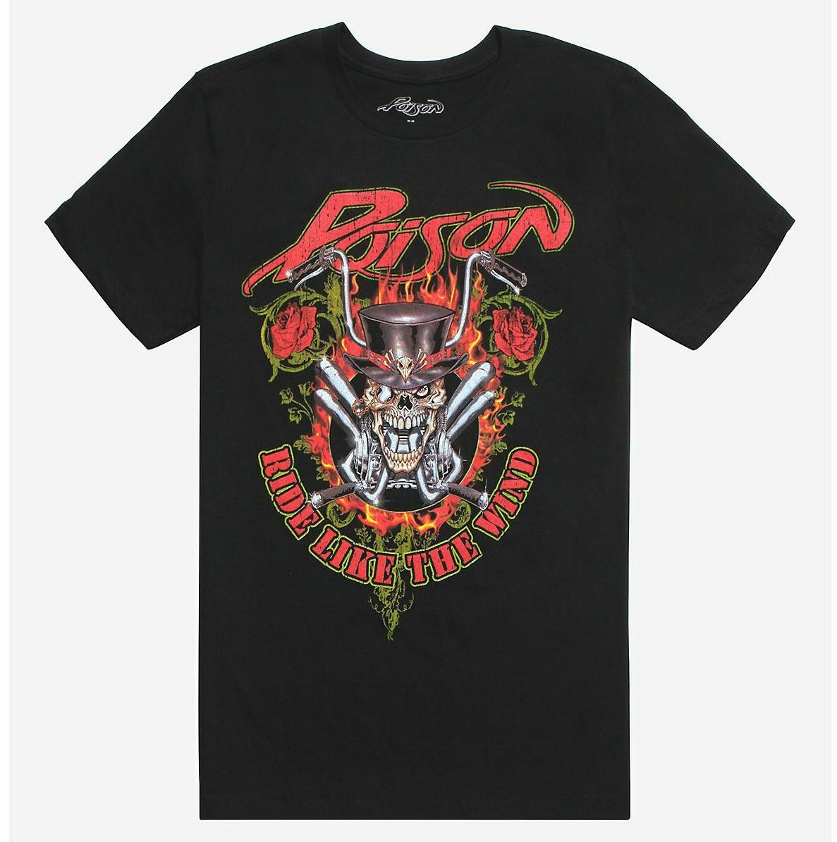 

26 Rock Band Poison Skull Logo Ride Like The Wild Tee Shirt New Unisex T-Shirt XXXXL