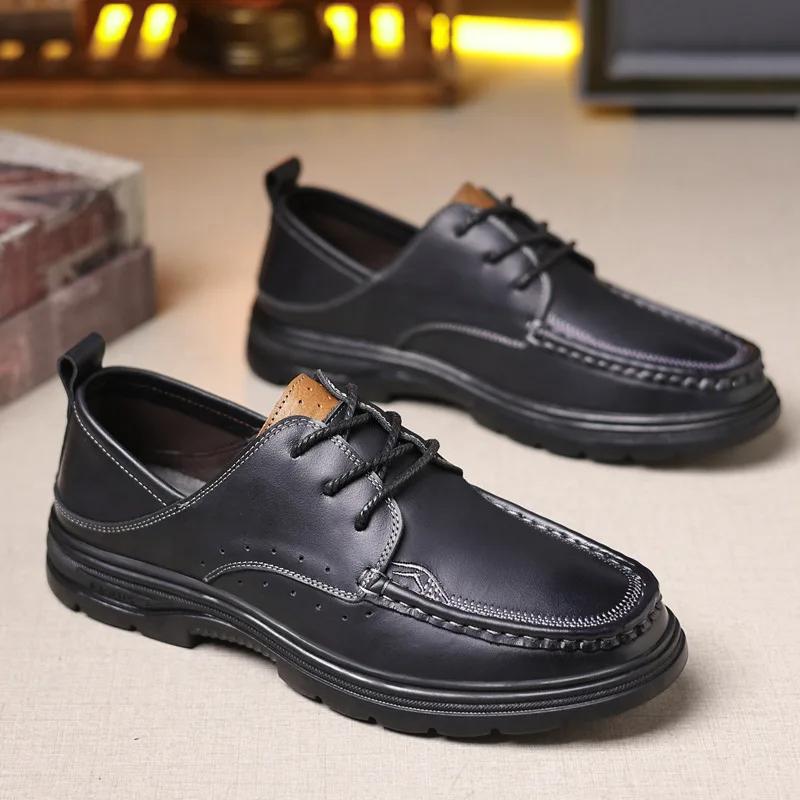 FashionNew Retro Breathable Male Loafers Spring Autumn New Designer Hand Sewing Soft Soled Fashion Casual Men's Leather Business Shoes