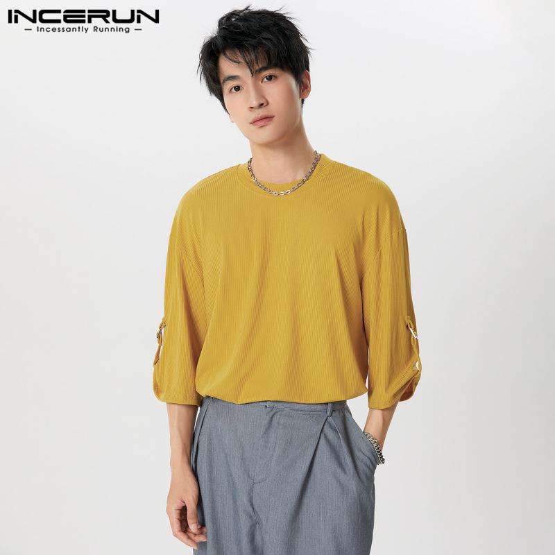 INCERUN Pánská nadměrná ležérní trička s 3/4 rukávem a volného střihu