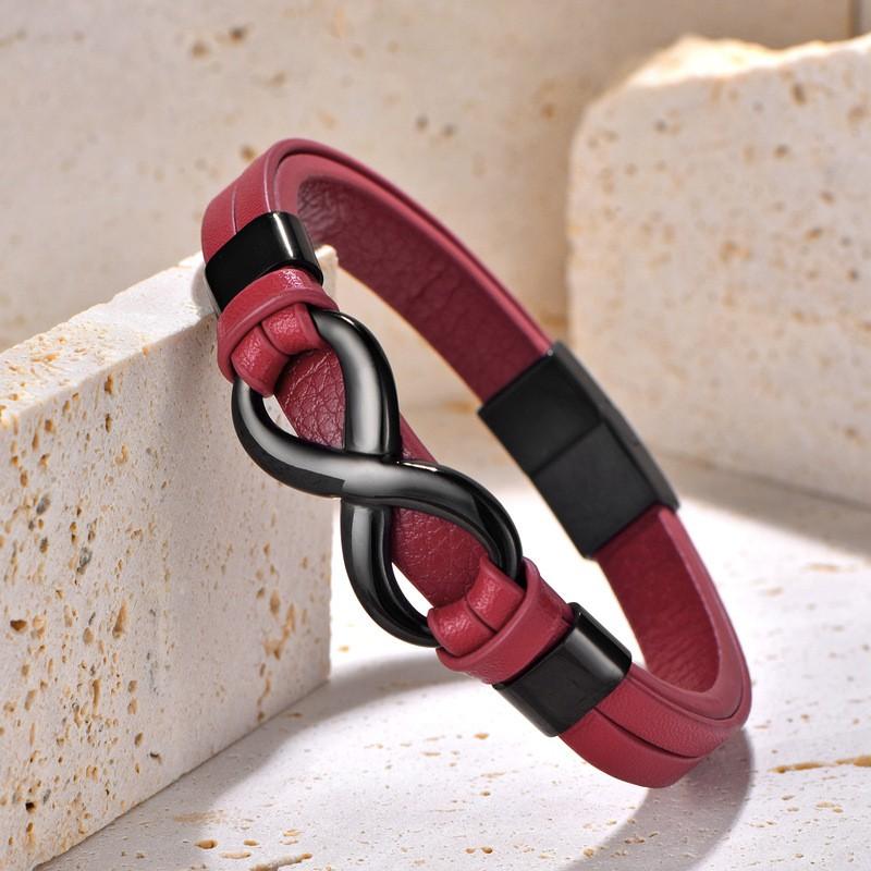Stainless Steel Double Layer Punk Hip Hop Bracelet With Infinity Symbol Geometric Design Men