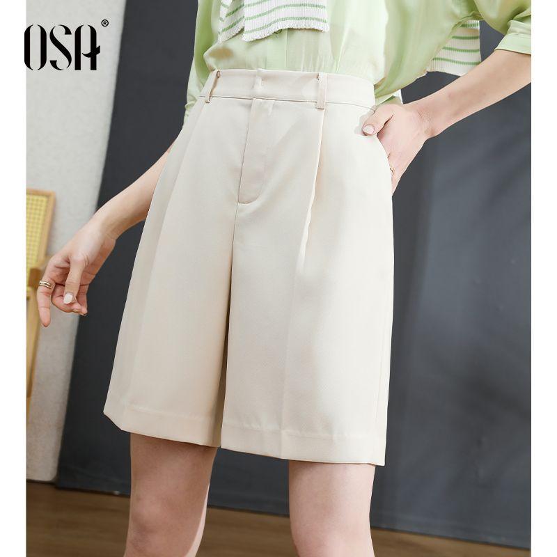 

OSA High Waist Loose Versatile Casual Suit Shorts Meters apricot S