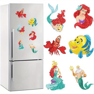 6Pcs Mermaid Series Diamond Art Fridge Magnet Diamond Painting Refrigerator Magnet DIY Fridge Stickers for Fridge Whiteboards