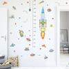 Cartoon Planets Rocket Height Chart Wall Sticker Self-Adhesive Removable for Kids Room Nursery Home Decor