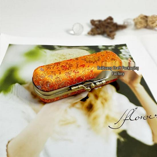 Vintage Brocade Embroidered Lipstick Case with Mirror