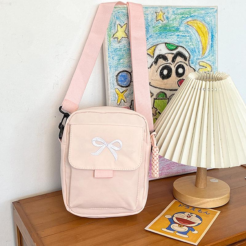 Women Bow Fashion Shoulder Bag Adjustable Strap Trendy Crossbody Bag Solid Color Daily Sports Messenger Bag Purses And Handbags