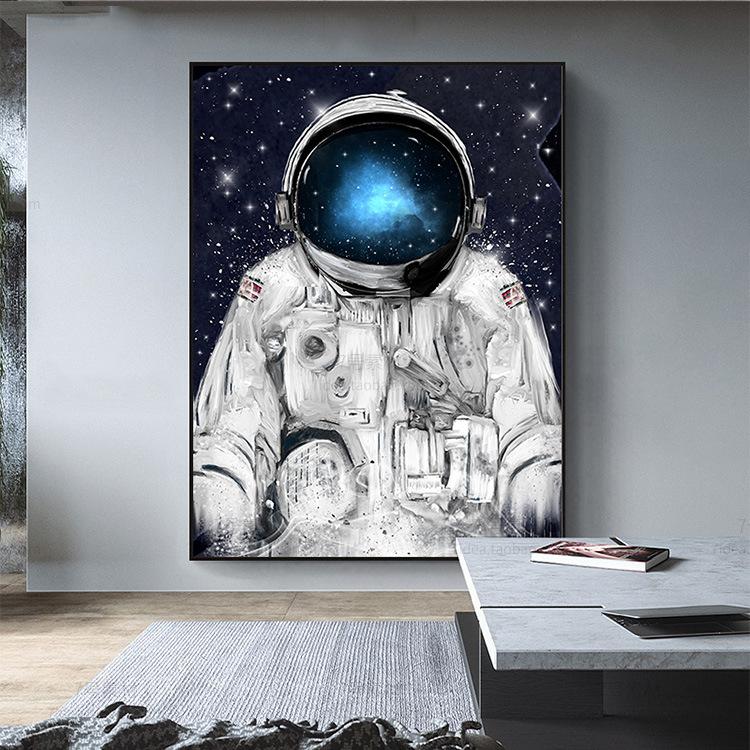 Astronaut Oil Painting Decorative Painting Canvas Universe Planet Moon Cuadros Decoracion Dormitorio Modern Home Decor Art