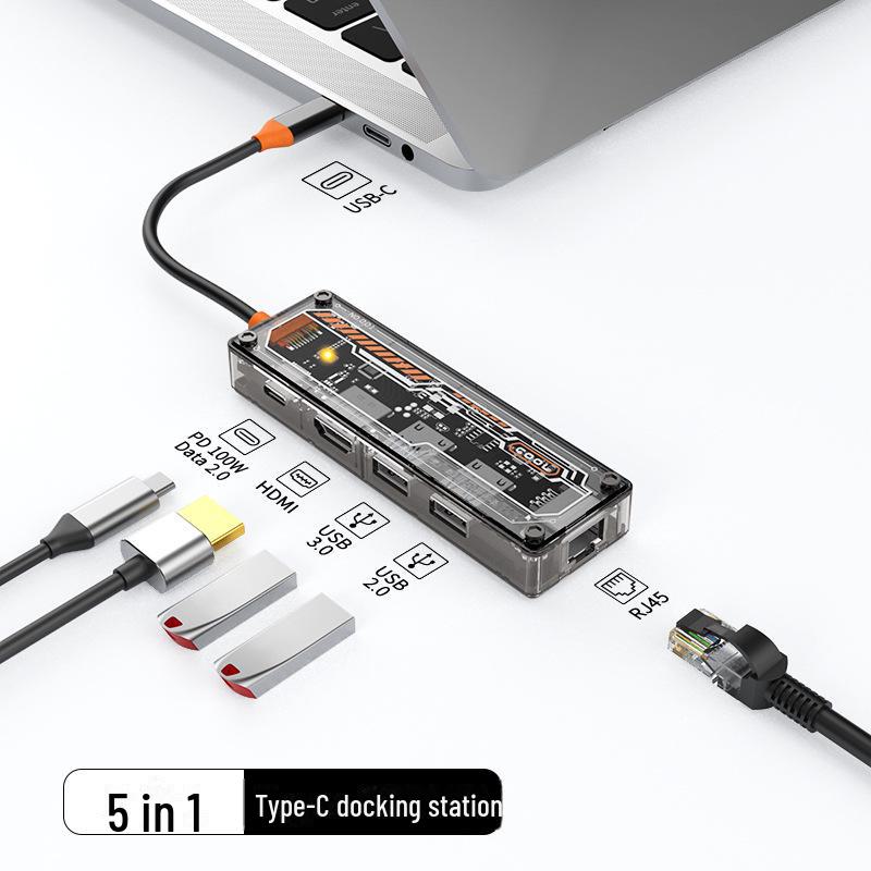 10-in-1 Transparent Type-C USB Hub Expansion Dock