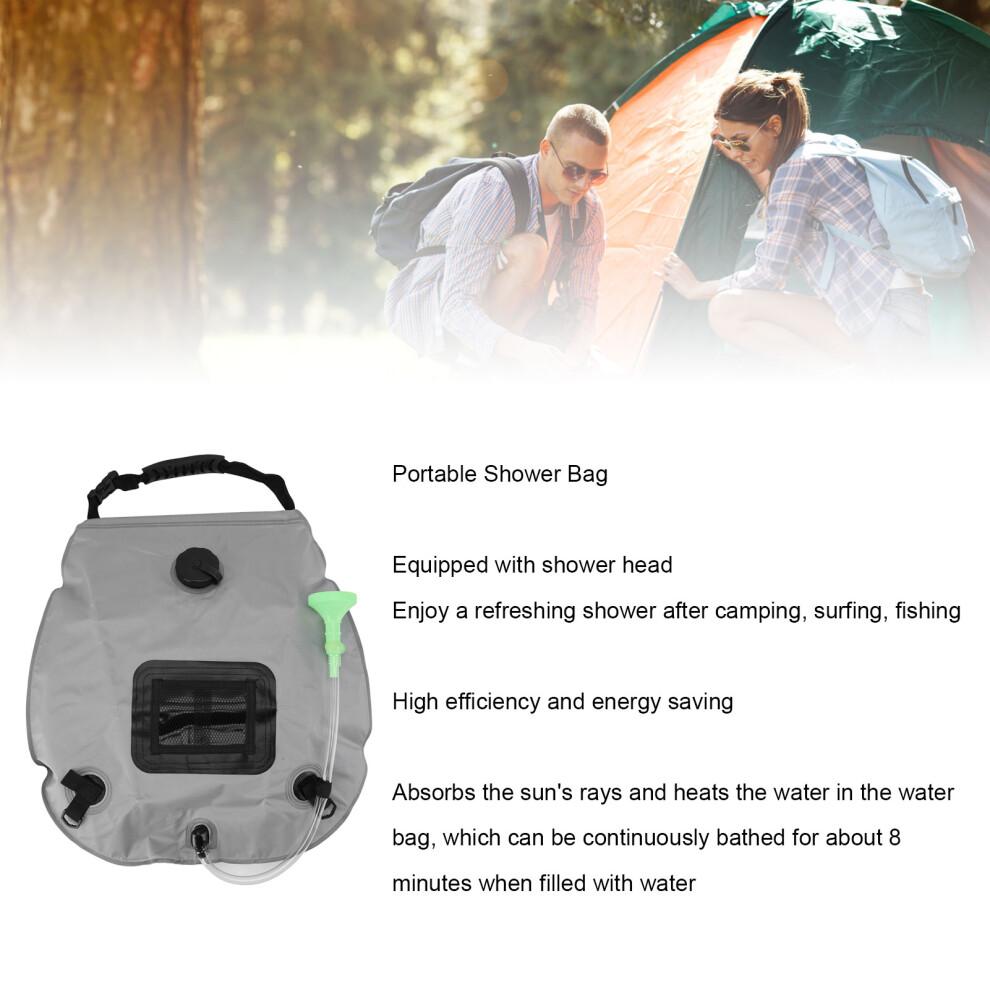 20L Solar Camping Shower Bag with Switchable Head Gray for Hiking & Beach