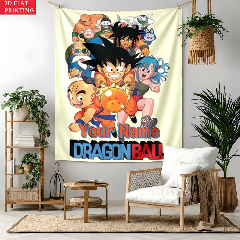 Dragon Ball Custom Name Tapestry Personalized Wall Art Hanging Bohemian Home Decor for Bedroom Dorm Living Room
