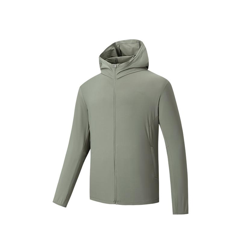 

Anta Comfortable Versatile Simple Solid Color Hooded UV Protection Cooling Sunscreen Jacket Men Jackets Green 152527704-2 L
