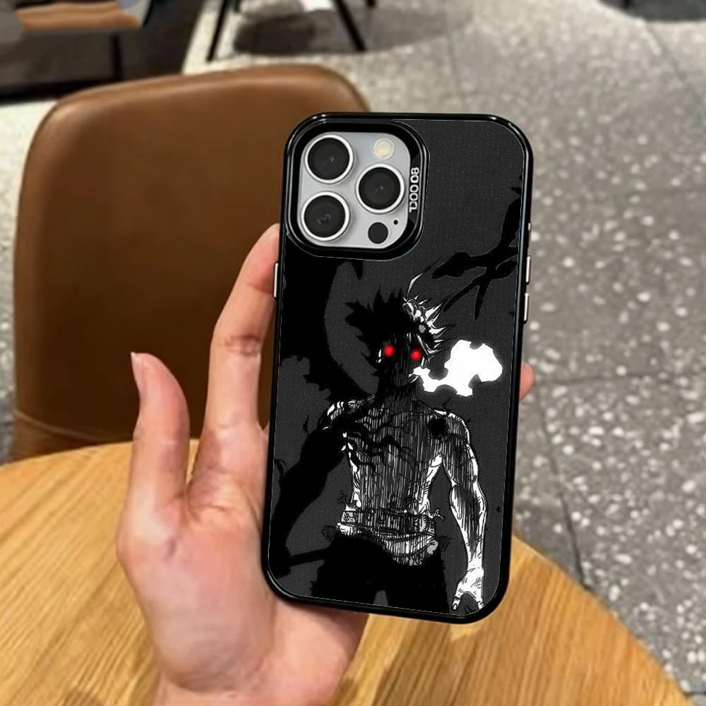 Magic B-Black C-Clover   Phone Case For iPhone17,16,15,14,13,12,11 Plus,Pro Max Colored Silver Plated Inside Cover