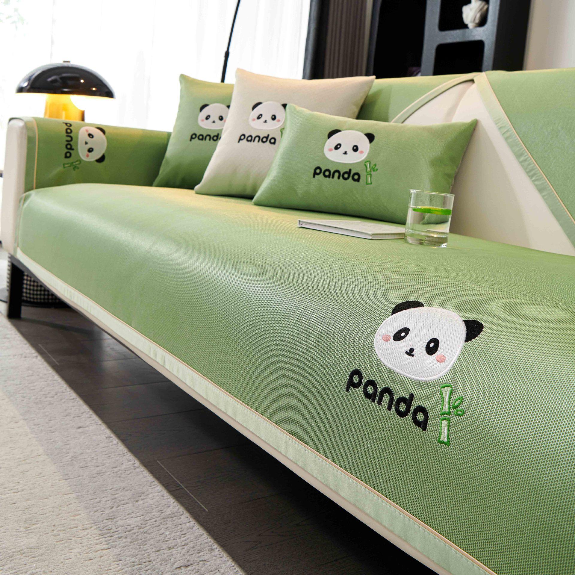 

Panda New Ice Silk Sofa Cushion Summer Cartoon Sofa Mat Cushion Non-Slip One-Piece Sofa Cushion 70*70cm зелёный