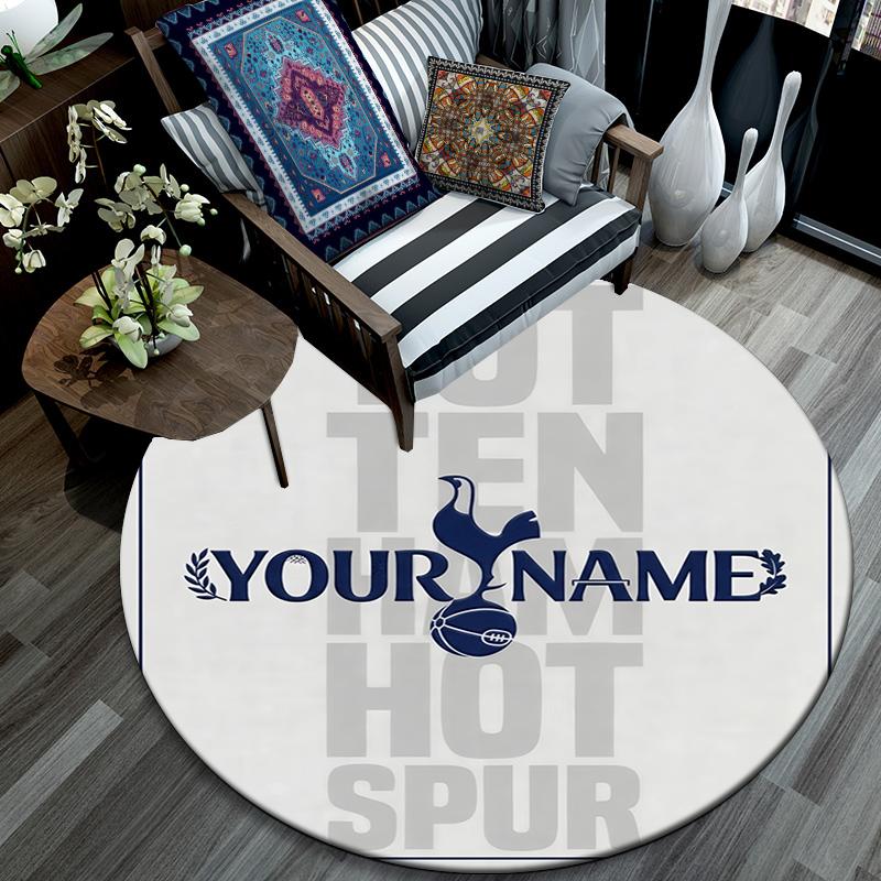 Custom Name,Tottenham Hotspur pattern round rug,Carpet Rug for Living Room Bedroom Playroom ,Non-slip Floor Mat,Holiday Gifts and Birthday Gifts.