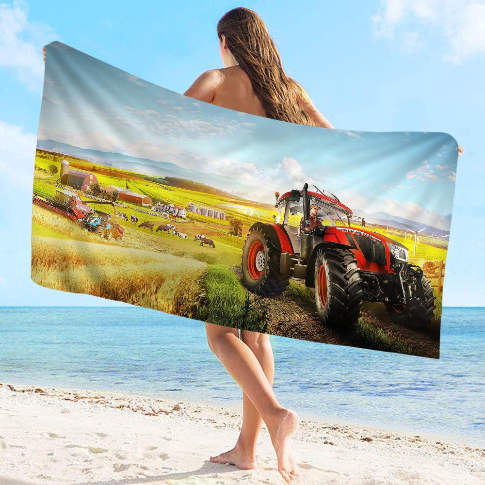 Auto Traktor Handtuch Mikrofaser Strandhandtuch Saugfähig Schnelltrocknend Weich Yoga Schwimmen Resort Bergsteigen Handtuch