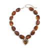Salircon Vintage Amber Acrylic Round Bead Big Love Heart Pendant Necklace Women Handmade Resin Chain Choker Party Jewelry Gift