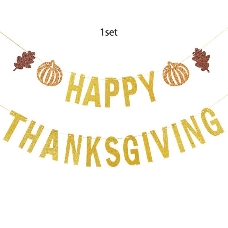 Thanksgiving Party Decorations Set With Maple Leaf Banner Flags Paper Hanging Garlands Home Office Event Backdrop