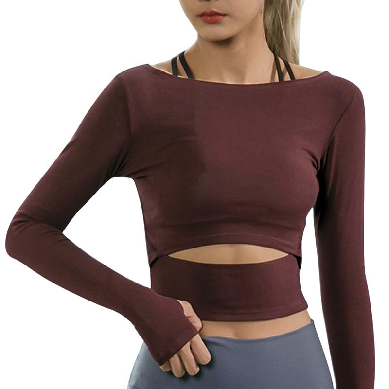 LASPERAL Womens Yoga Gym Crop Top Cross Wrap Workout Athletic Long Sleeve  Shirt купить недорого — выгодные цены, бесплатная доставка, реальные отзывы  с фото — Joom