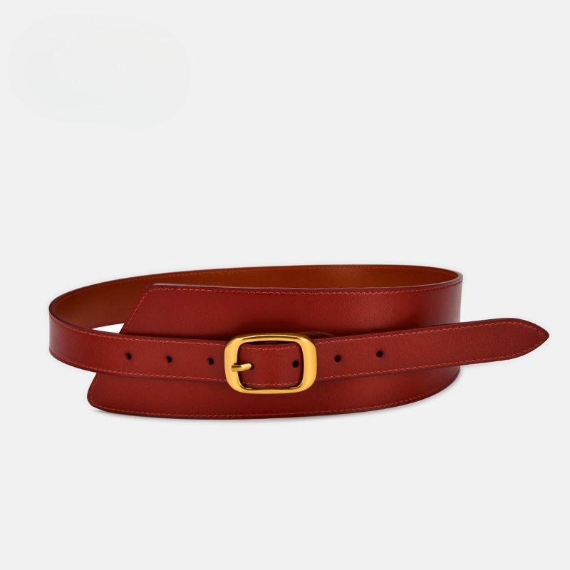 Winter Wide Belt Women's Cowhide Waist Enclosure Decoration with Coat Coat Waist Zipper Versatile Waist Seal