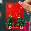 Fashion Green Hairball Christmas Tree Drop Earrings For Women Xmas Bowknot Bells Deer Santa Claus Earring Festival Party Jewelry