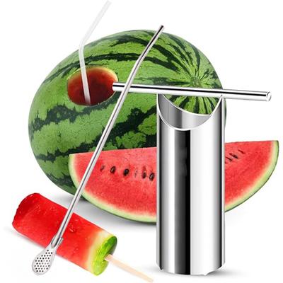 Watermelon Cutter Stainless Steel Efficient Juicing Tool with Anti-Slip Handle Round Shape Core Extractor for Easy Watermelon Juice Making