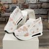 Fashion Lefu Shoes Large 2024 Korean Edition New Lace Mesh Casual Cover Feet Thick Sole Inner Heightening Cake Sole Women's Single Shoes