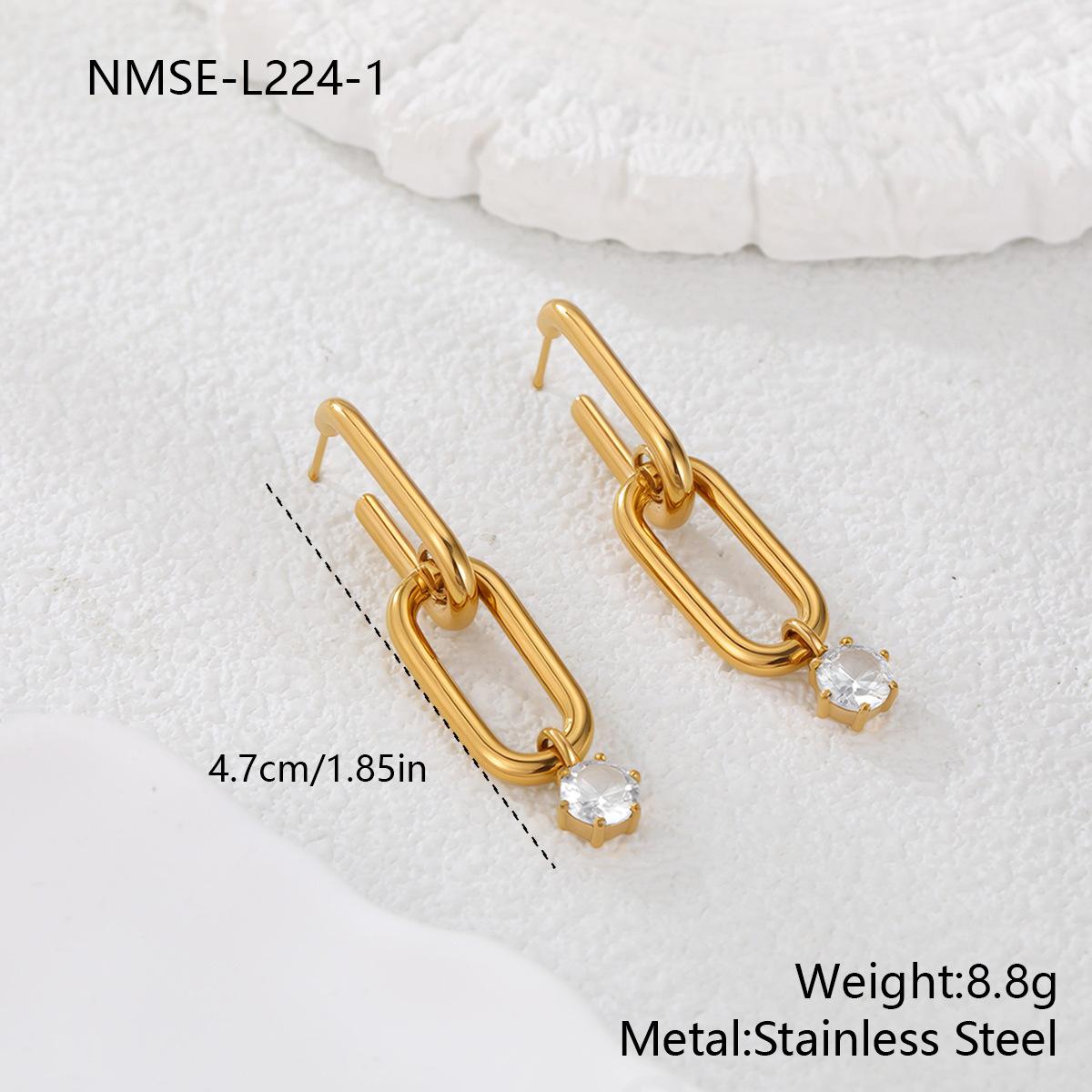 GEMCHIC Women s Stainless Steel Cubic Zirconia Geometric Drop Earrings Fashion Simple Daily Wear
