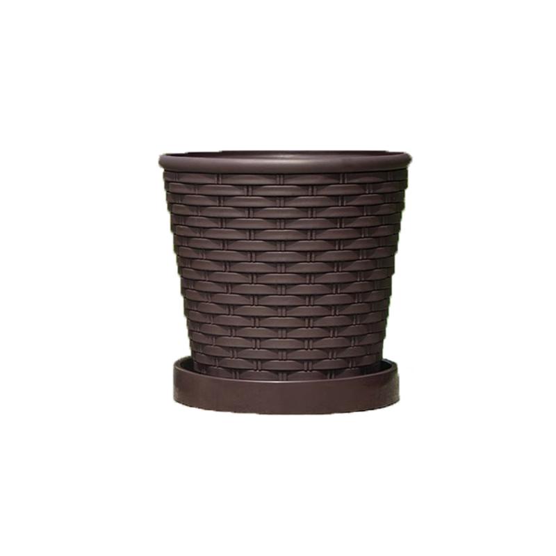 1pcs Thickened Bamboo Like Resin Flowerpot Reinforced With Plastic Flowerpot Simple And Fleshy Round Balcony Flowerpot чёрный