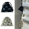 Chic Ribbon Bowknot Pull String Small Bag Functional Cotton Pull Bag with Bowknot Ribbon for Earphones Lipsticks Keys
