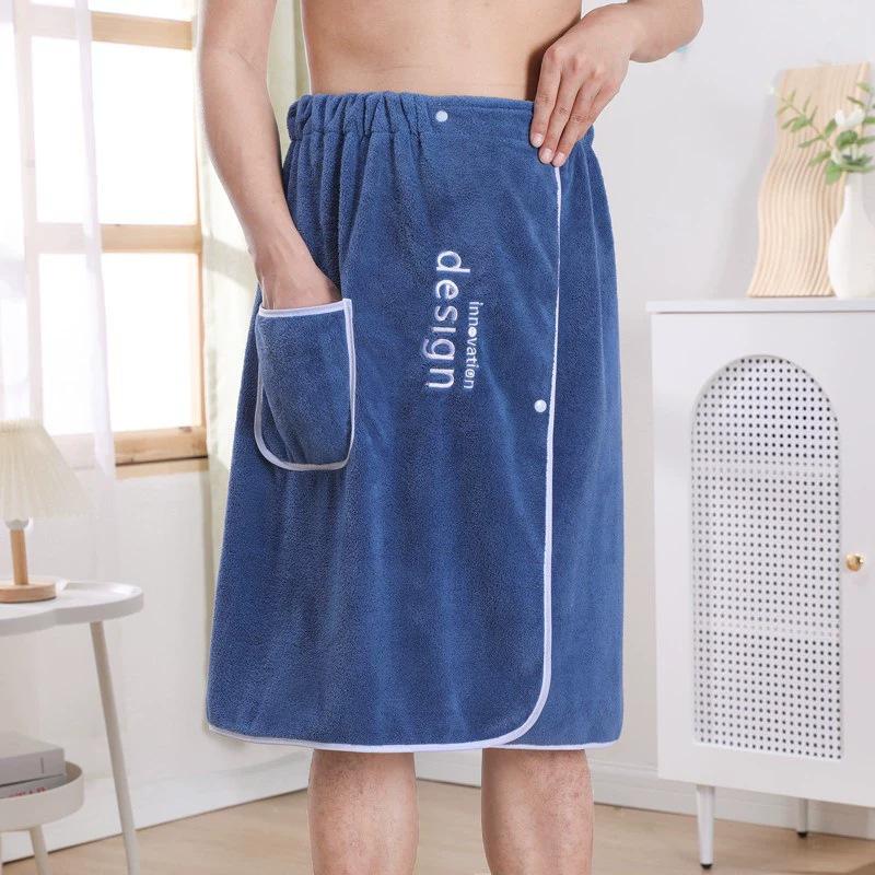Men s Quick-Dry Thickened Coral Fleece Bathrobe - Soft, Absorbent, Wearable for Bathing and Swimming 70*120cm (fits 80-180kg)