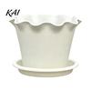 Plant Containers for Flowers Wavy Edge Planter with Saucer, Thickened Flower Pot Simple Style Planting Drainage Holes, Modern Indoor Outdoor