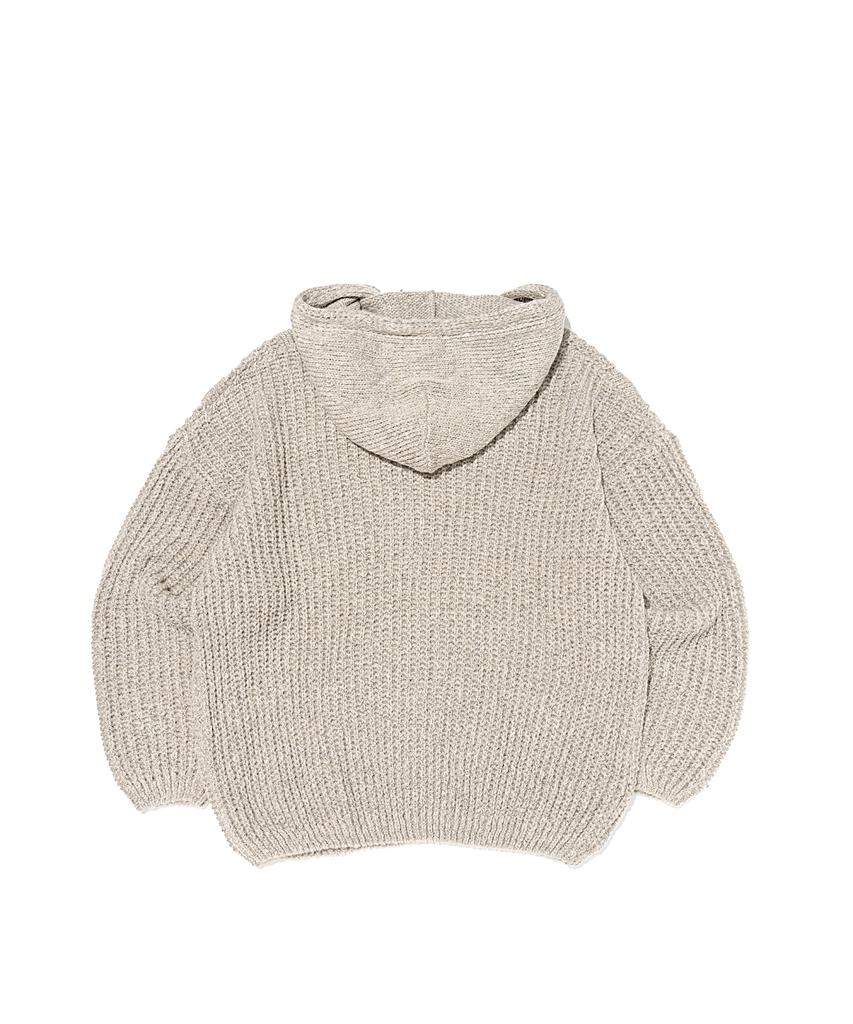 Otherfits Cable Weight Knit Zip-Up Hoodie (Beige)
