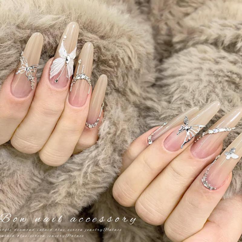 6Grids 3D Metal Stars Bowknot Butterfly Nail Art Charms Gold/Silver Starlight Rivets Nails Decorations Manicure Sequins Accessor