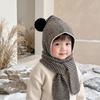 Baby Toddler Striped Knit Hat Scarf Set Plush Fleece Lining Thermal Warm for Kids 1-4Y Winter Outdoor Sports