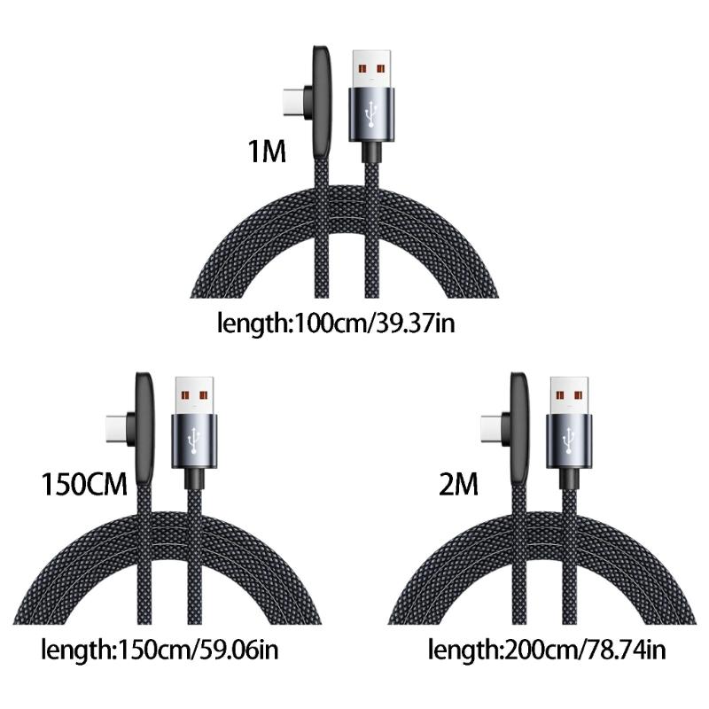 100w USB To USB C Cable Nylon Braided 90 Degree Elbow Fast Charging Data Cord For Mobile Phone Type C Quick Wire