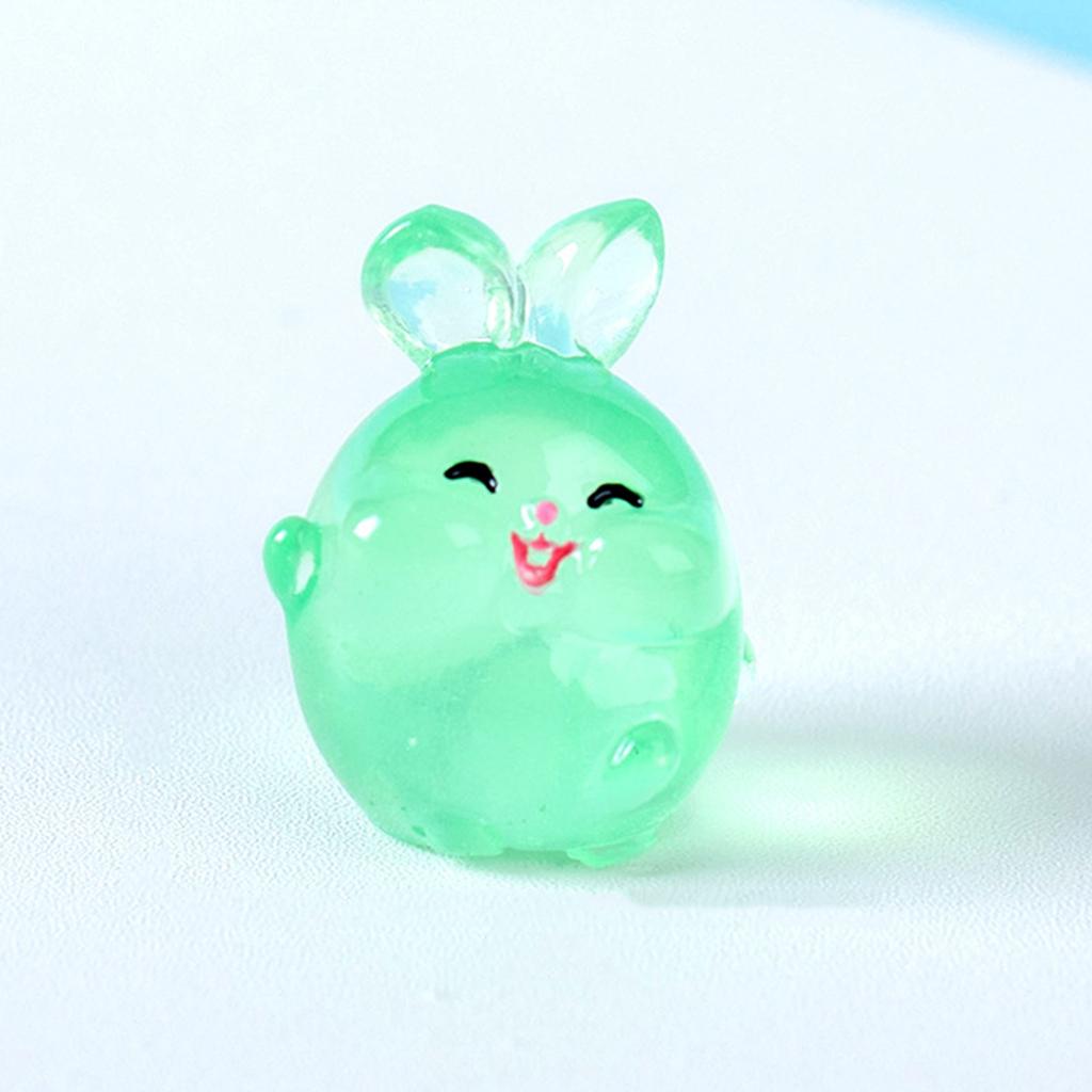6PCS Luminous Rabbits Resin Fairy Garden Accessories Glow At Night Miniatures Rabbit Desk Decoration Kawaii Home Decor