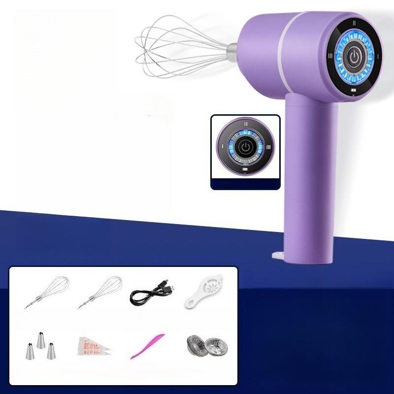 Electric Egg Beater Handheld Mixer USB-C Charging Cordless Whisk with Detachable Beaters 3 Speeds Modes Kitchen Tool for Baking Cooking