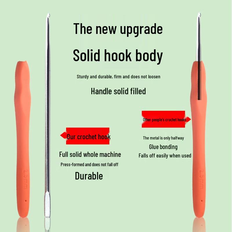 9-Color Soft Grip Crochet Hook Set: Thick & Thin Yarn DIY Hand Knitting Tools