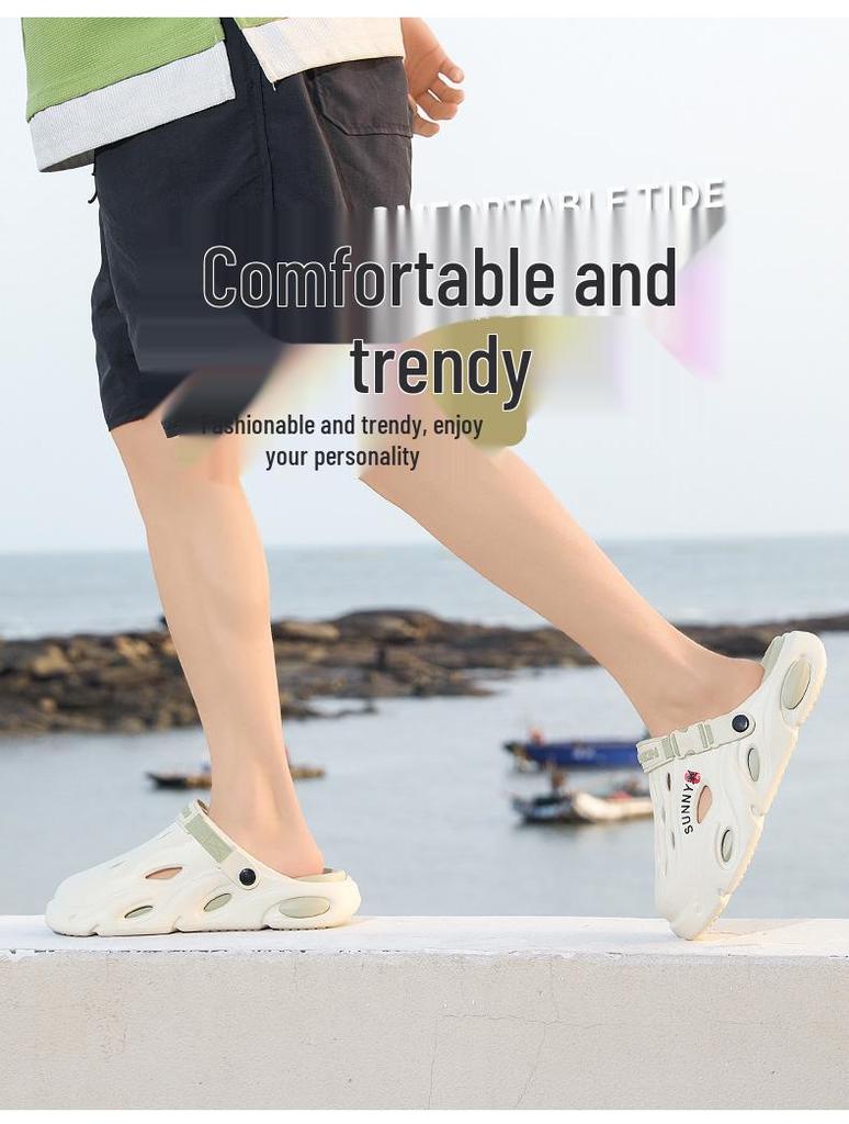 Men's Outdoor Thick-Soled Casual Sandals: Non-Slip Hole Shoes & Slippers for Beach or Autumn Wear