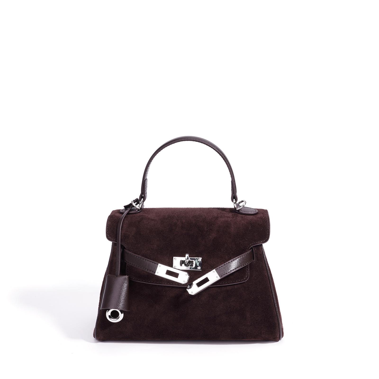 Frosted leather Kelly handbag premium small